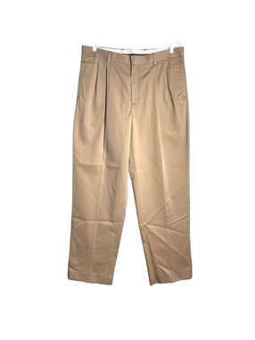 Men's L.L. Bean Size 36 100% Cotton Tan Classic Fit Pleated Chino Trousers